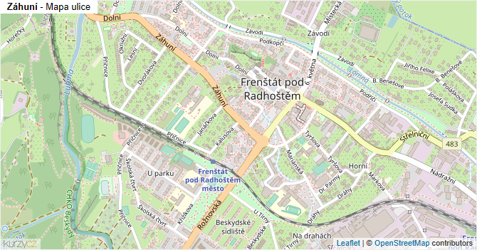 Záhuní - mapa ulice