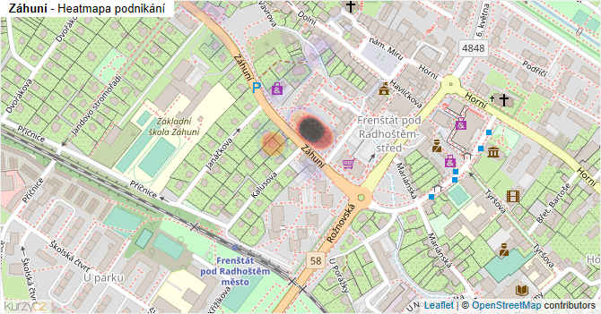 Záhuní - mapa podnikání