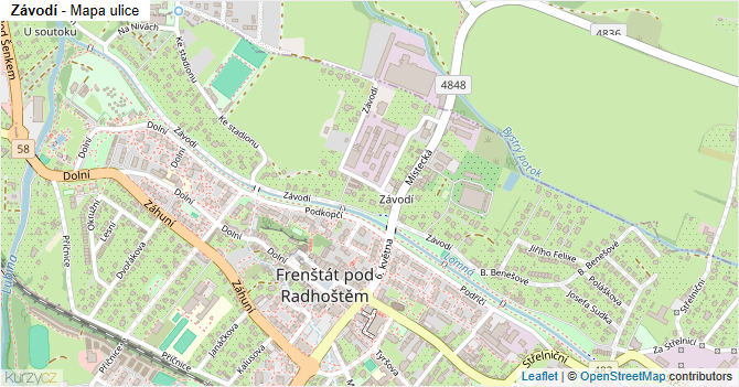 Závodí - mapa ulice