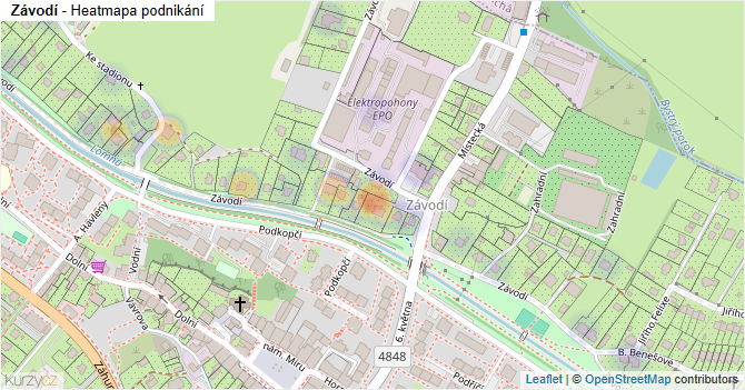 Závodí - mapa podnikání