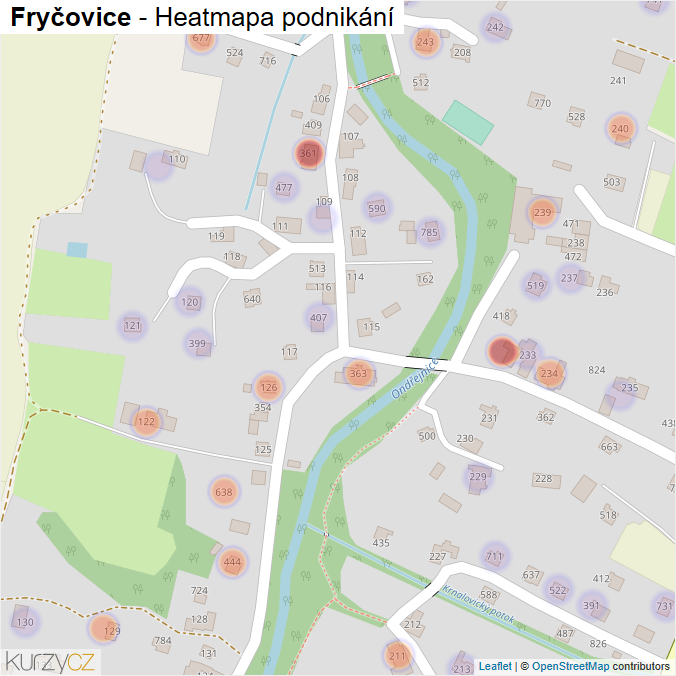 Mapa Fryčovice - Firmy v části obce.