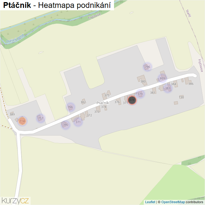 Mapa Ptáčník - Firmy v části obce.