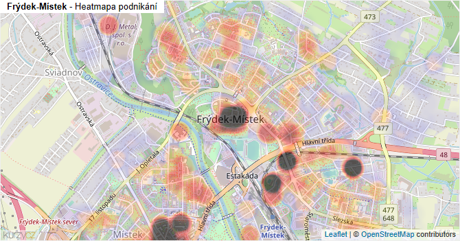 Frýdek-Místek - mapa podnikání