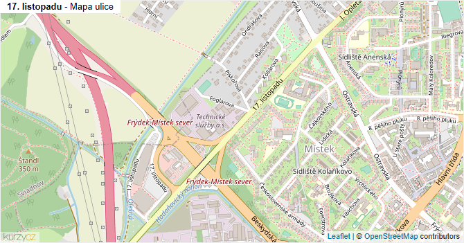 17. listopadu - mapa ulice
