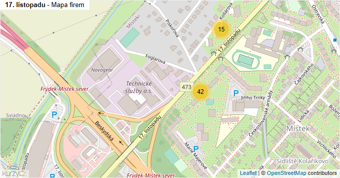 17. listopadu - mapa firem