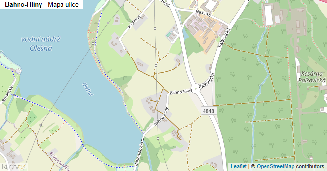Bahno-Hlíny - mapa ulice