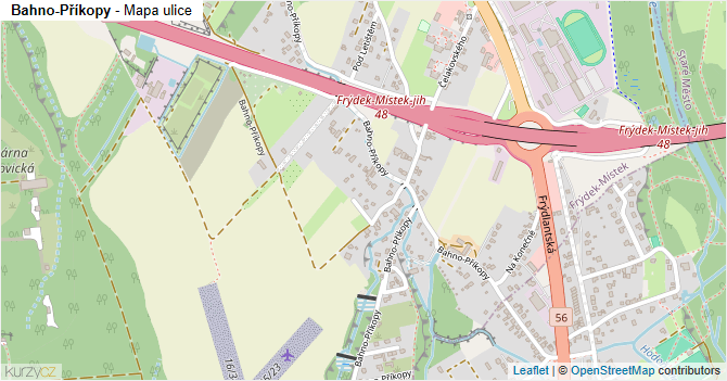 Bahno-Příkopy - mapa ulice