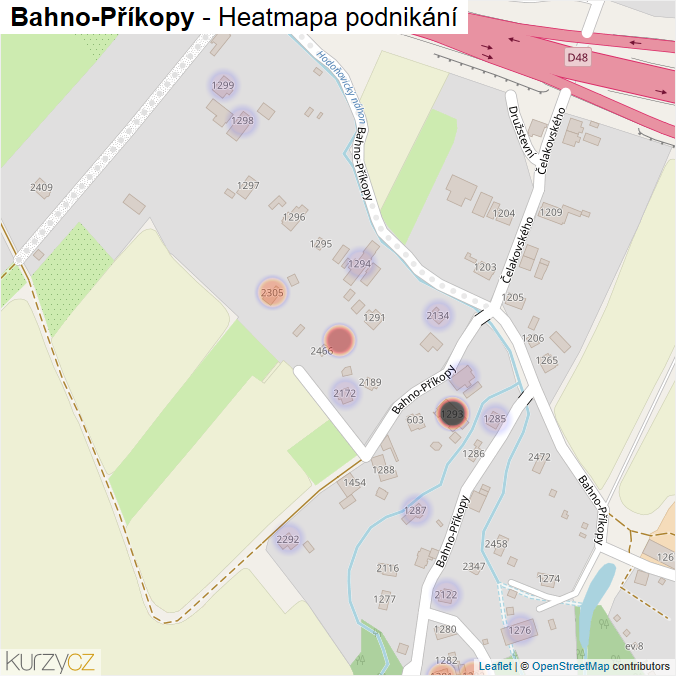 Mapa Bahno-Příkopy - Firmy v ulici.