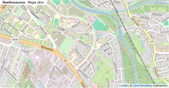 Beethovenova - mapa ulice