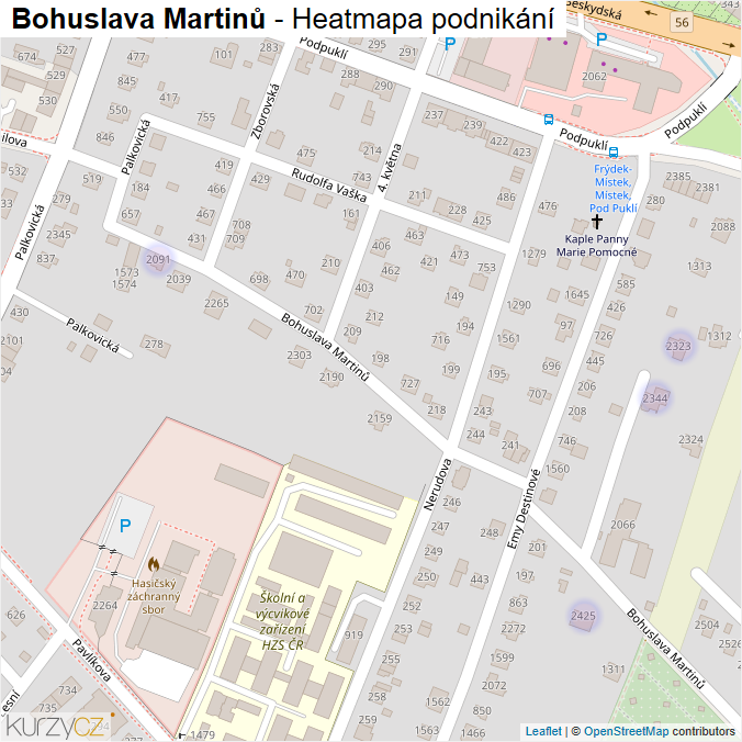 Mapa Bohuslava Martinů - Firmy v ulici.
