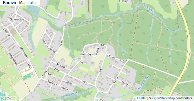 Borová - mapa ulice