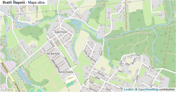 Bratří Šlapetů - mapa ulice