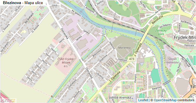 Březinova - mapa ulice