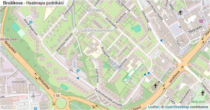 Brožíkova - mapa podnikání