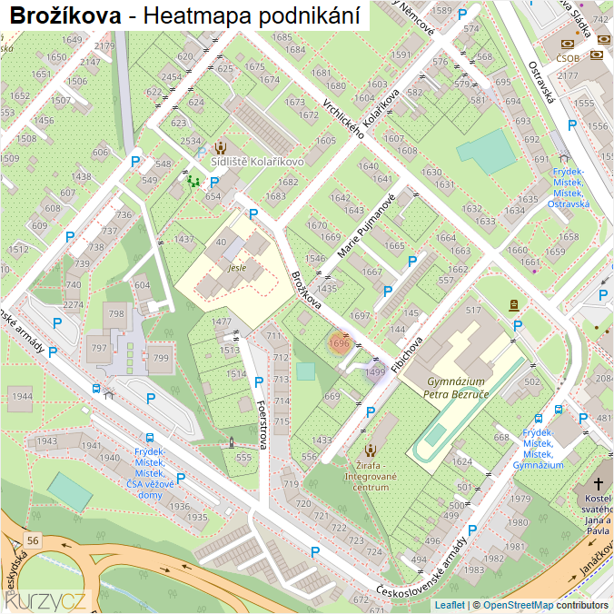 Mapa Brožíkova - Firmy v ulici.