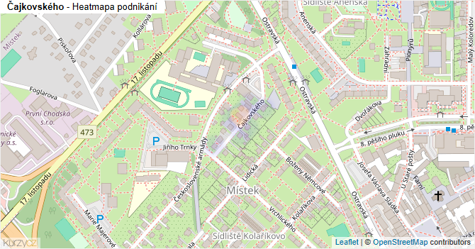 Čajkovského - mapa podnikání