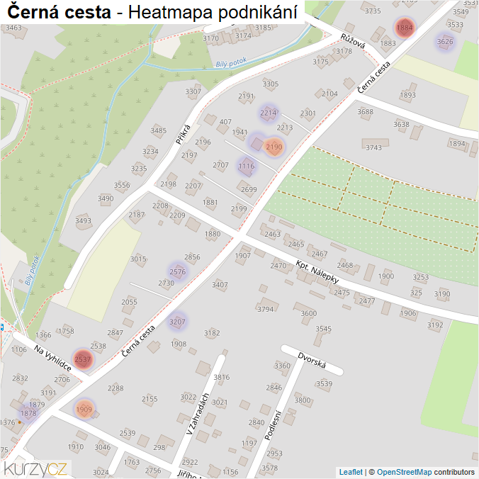 Mapa Černá cesta - Firmy v ulici.