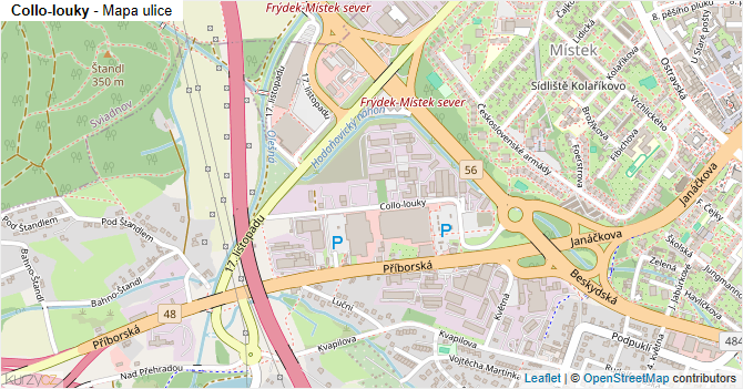 Collo-louky - mapa ulice
