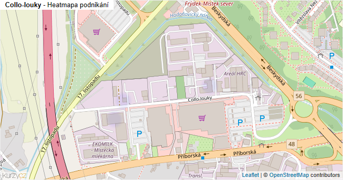 Collo-louky - mapa podnikání