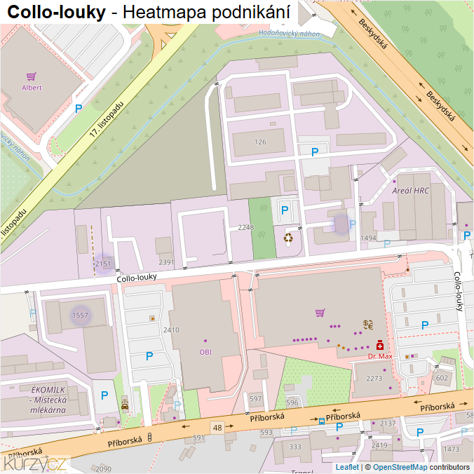Mapa Collo-louky - Firmy v ulici.