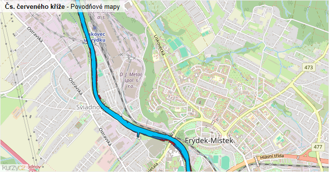 Čs. červeného kříže - záplavové mapy stoleté vody