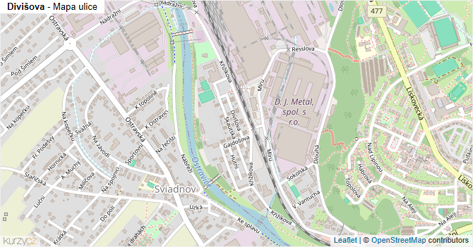 Divišova - mapa ulice