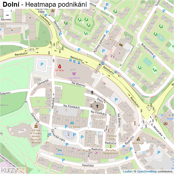 Mapa Dolní - Firmy v ulici.