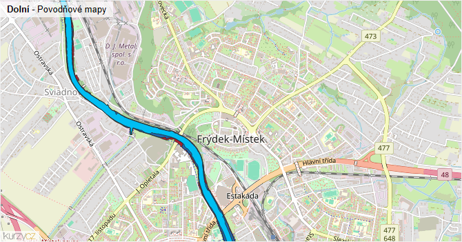 Dolní - záplavové mapy stoleté vody