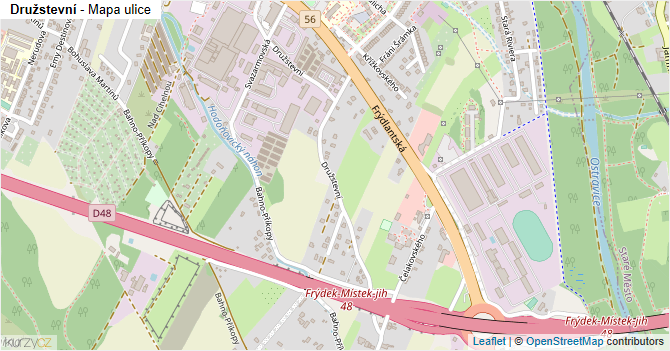 Družstevní - mapa ulice