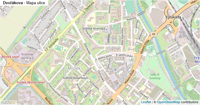 Dvořákova - mapa ulice
