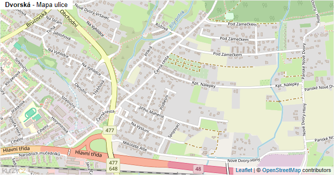 Dvorská - mapa ulice