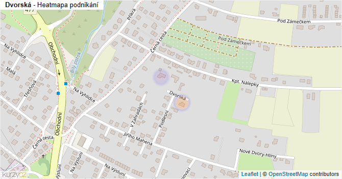 Dvorská - mapa podnikání