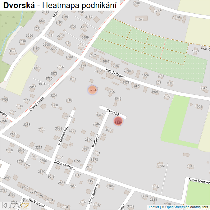 Mapa Dvorská - Firmy v ulici.