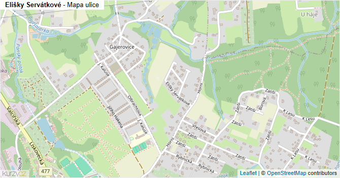 Elišky Servátkové - mapa ulice