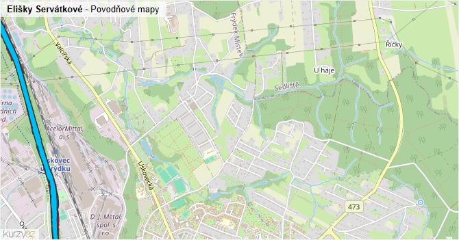 Elišky Servátkové - záplavové mapy stoleté vody