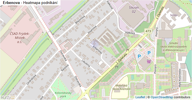 Erbenova - mapa podnikání