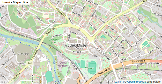 Farní - mapa ulice