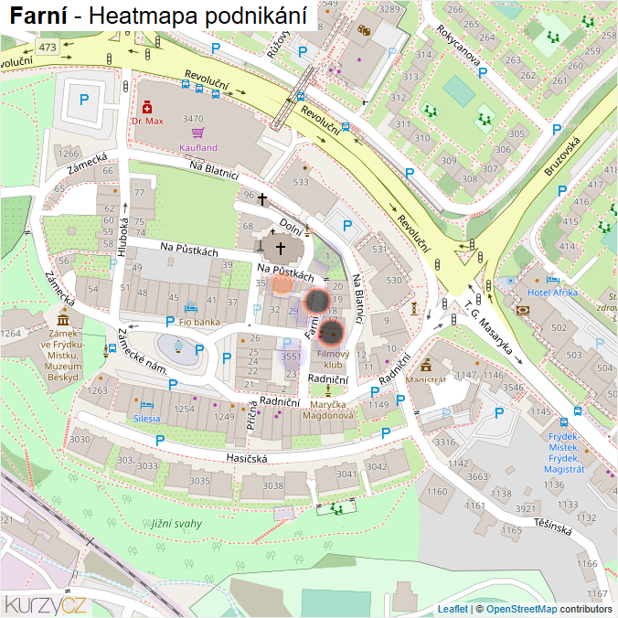 Mapa Farní - Firmy v ulici.