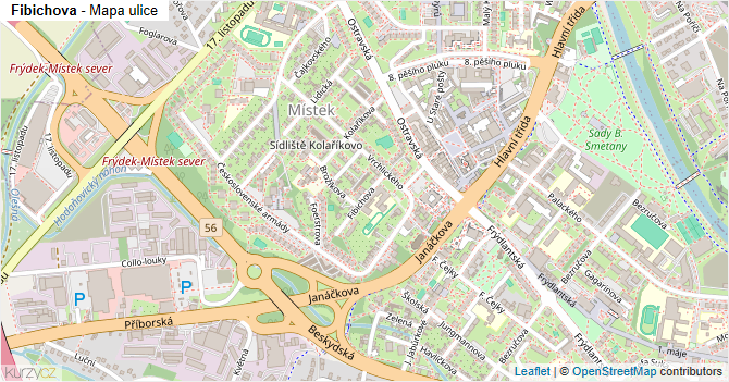 Fibichova - mapa ulice