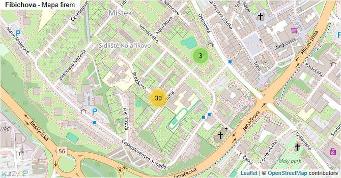 Fibichova - mapa firem