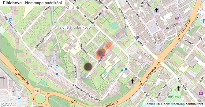 Fibichova - mapa podnikání