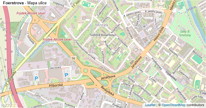 Foerstrova - mapa ulice