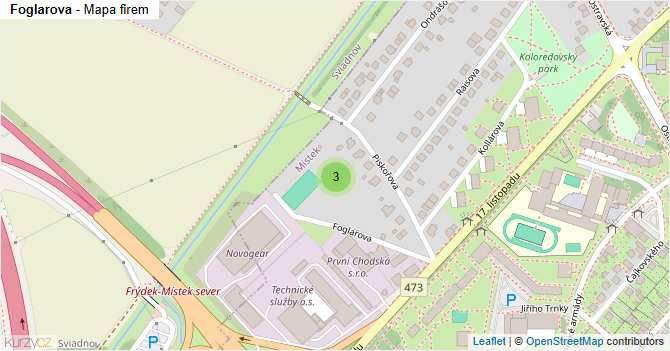 Foglarova - mapa firem