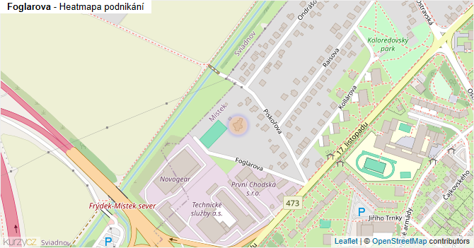 Foglarova - mapa podnikání