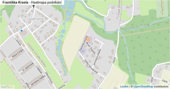 Františka Krasla - mapa podnikání