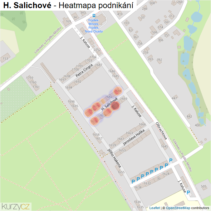 Mapa H. Salichové - Firmy v ulici.
