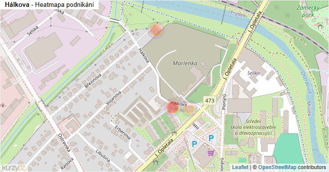 Hálkova - mapa podnikání
