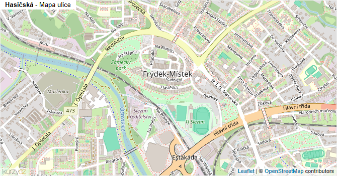 Hasičská - mapa ulice