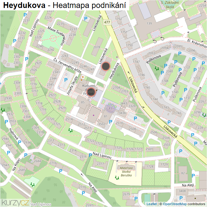 Mapa Heydukova - Firmy v ulici.