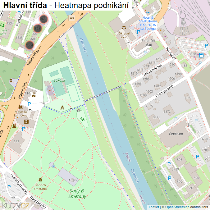 Mapa Hlavní třída - Firmy v ulici.